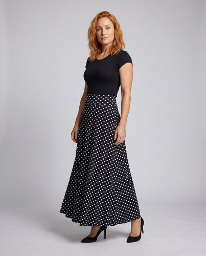 Damen Maxi-Tellerrock Retro-Pünktchen Weiter Fall High-Waist