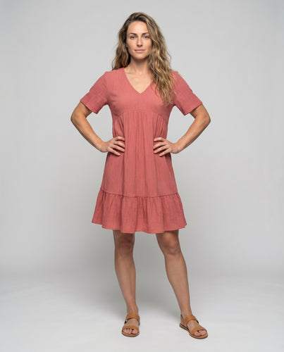 Damen Kurzkleid V-Ausschnitt Crinkle-Struktur Locker fallend