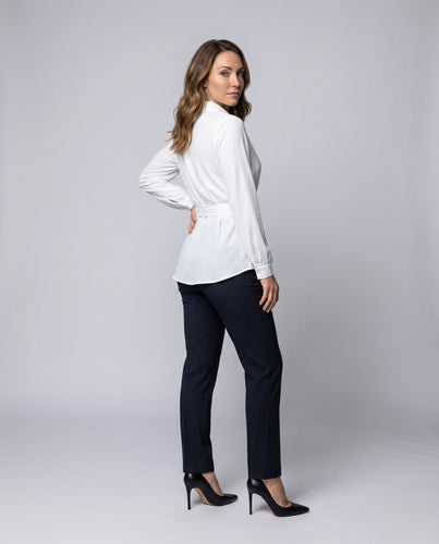 Damen Wickelkleid D-Ring-Gürtel Volantrock Asymmetrisch