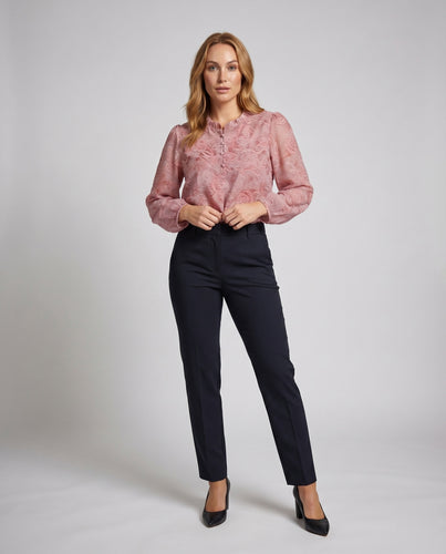 Damen Chiffon-Spitzenbluse Rüschenkragen Transparente Puffärmel