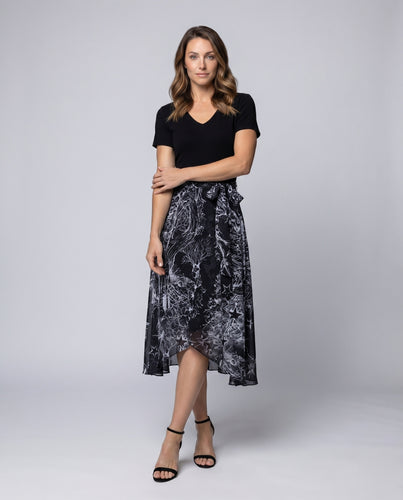 Damen Asymmetrisches Midikleid V-Ausschnitt Bindegürtel Fließend