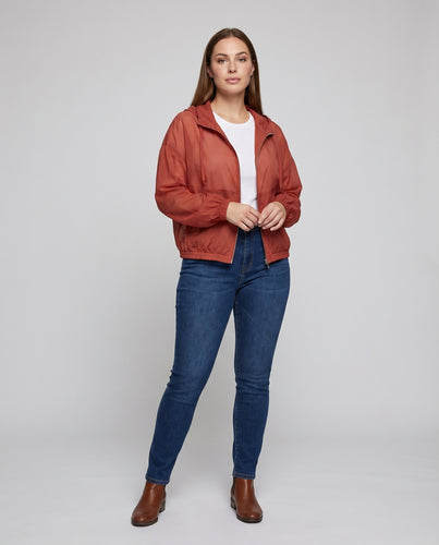 Damen Kapuzenjacke Reißverschluss Elastischer Saum Oversize