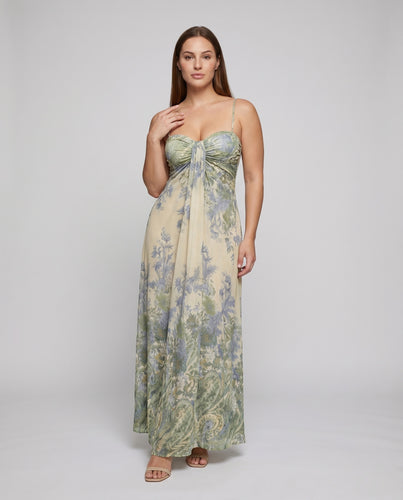 Damen Maxikleid Geraffte Drapierung Figurbetont Spaghettiträger