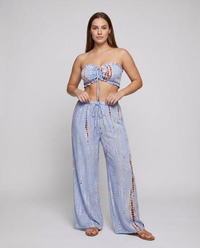 Damen Strandset Bandeau-Oberteil Palazzo-Hose Zweiteilig