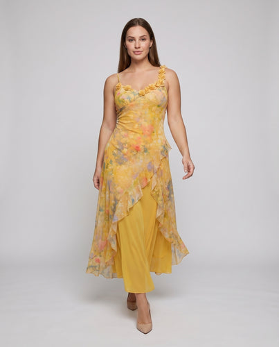 Damen Abendkleid Meerjungfrau-Form Florale Applikation Volant