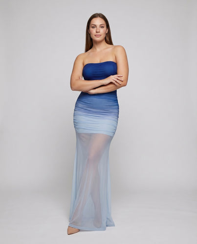 Damen Abendkleid Meerjungfrau-Schnitt Tüllbesatz Trägerlos