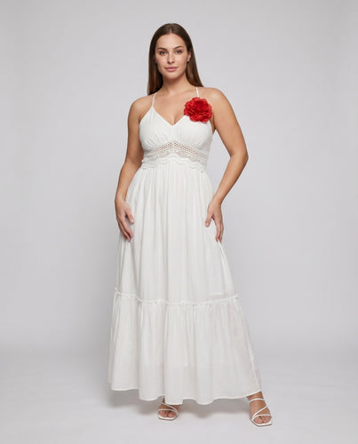 Damen Maxikleid Häkelspitze Verstellbare Spaghettiträger