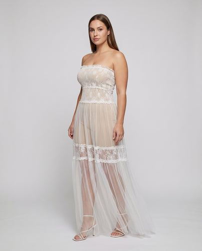 Damen Spitzen-Brautkleid Abgestufte Tüllschleppe Romantisch
