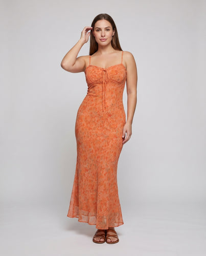 Damen Strandmaxikleid Gerafftes Bustier Chiffonlage Spaghettiträger