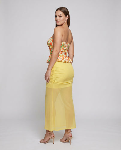 Damen Bandeau-Set Peplum-Top Chiffonrock Zweiteilig