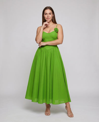 Damen Corsagen-Maxikleid Rosenapplikation A-Linie Figurbetont