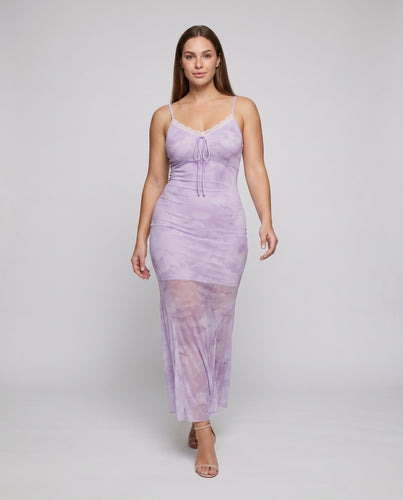 Damen Satin-Mermaid-Kleid Korsage Spitzenbesatz Figurbetont
