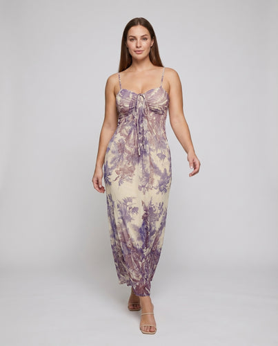 Damen Maxikleid Spaghettiträger Bustier-Optik Fließend