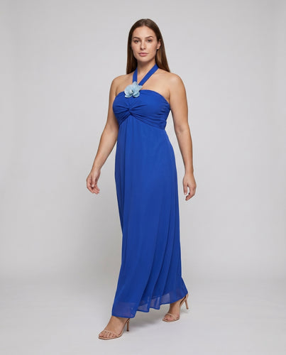Damen Strand-Longdress Halsschleife Empire-Linie Fließend