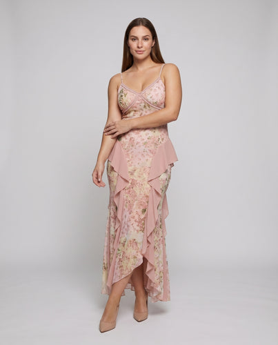 Damen Maxikleid Meerjungfrau-Schnitt Rüschen Spaghettiträger