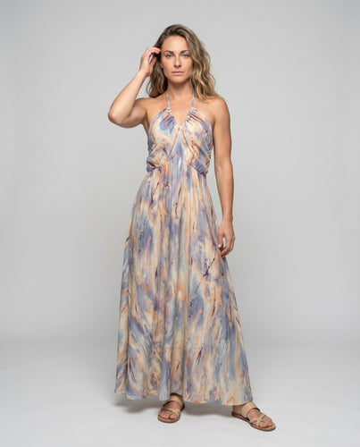 Damen Strandkleid Bindeträger Gerafftes Rückenteil A-Linie