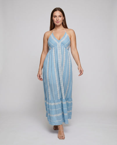 Damen Empire-Strandkleid Spitzenbahnen Bindeträger Luftig