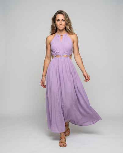 Damen Maxikleid Rückenschnürung Kreuzspaghettis A-Linie