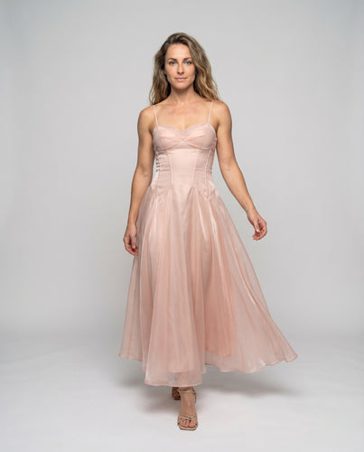 Damen Organza-Abendkleid Korsage Herz-Bustier Voluminös