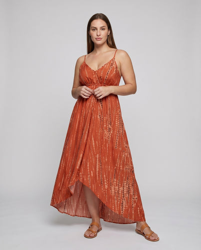 Damen Hängerkleid Rückenschnürung Batikmuster Palazzo-Optik
