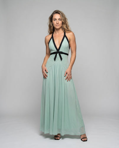 Damen Abendkleid Drapée-Stil Kontrastierende Träger Bindegürtel