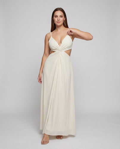 Damen Wickel-Bustier-Kleid Cut-Outs Empire-Taille Stufenrock