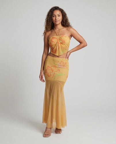 Damen Sommerset Gerafftes Bustier Midirock Zweiteilig