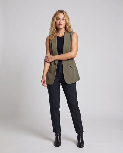 Damen ärmellose Blazer mit schmaler Silhouette und schickem Revers
