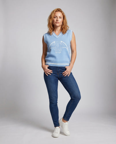 Damen ärmelloses Strickoberteil mit feinem Gothic-Motiv