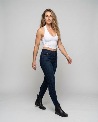 Damen Crop-Top mit tiefem V-Ausschnitt und figurbetontem Design