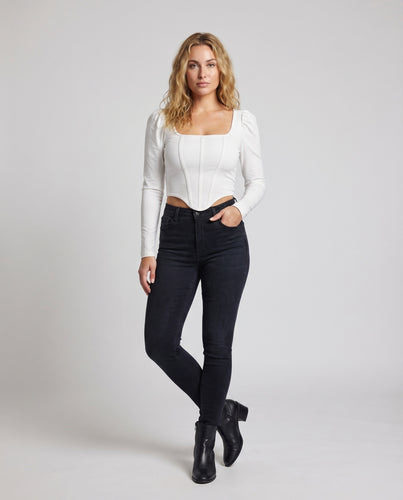 Damen elegante Bluse mit Puffärmeln und tiefem V-Ausschnitt