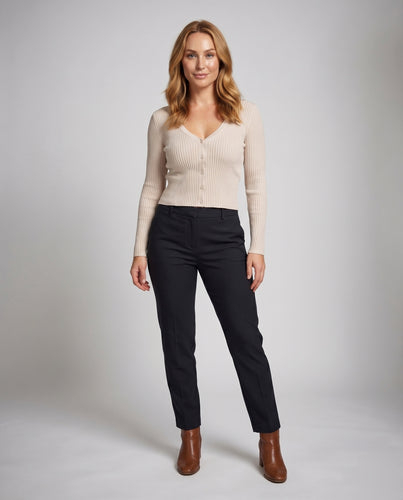 Damen elegante Strickjacke mit feinem Rippdesign