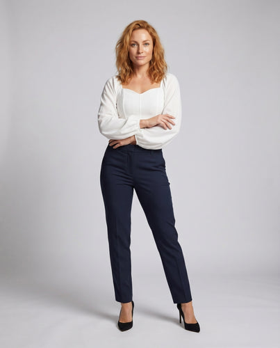 Damen elegantes Crop-Oberteil mit langem, luftigen Ärmel und schickem Quadrat-Ausschnitt