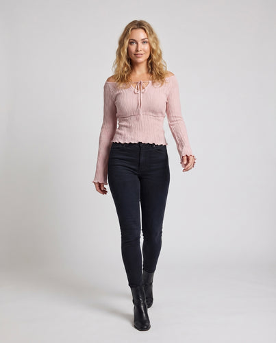 Damen elegantes Off-Shoulder Strickoberteil mit Rüschendetails