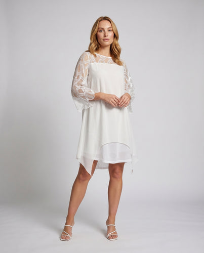 Damen elegantes Sommerkleid mit voluminösen, rendausschnitt Ärmeln