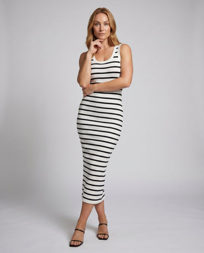 Damen figurbetontes Maxikleid mit klassischem Streifenmuster