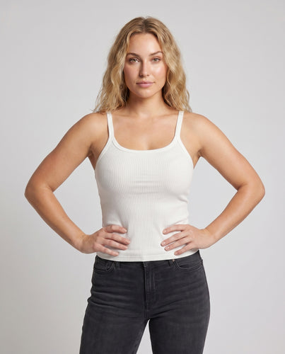 Damen figurbetontes Rib-Tanktop mit feinen Trägern