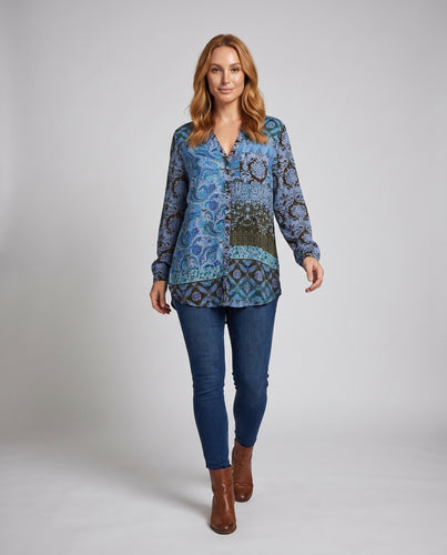 Damen lässige Bluse mit floralem Muster und asymmetrischem Saum