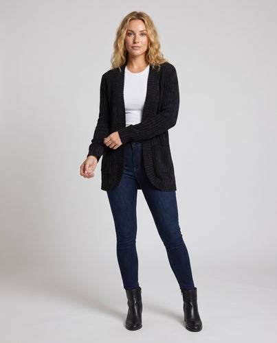 Damen lässige Strickjacke mit tiefem V-Ausschnitt und Taschen