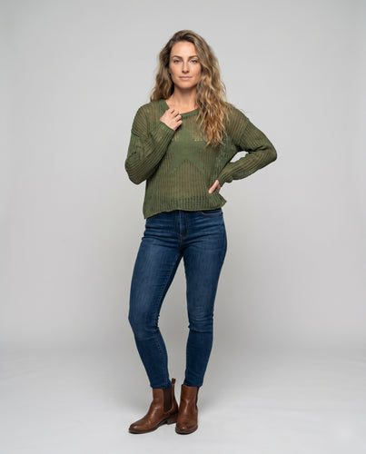 Damen lässiges Strickoberteil mit oversize Schnitt und luftigem Design