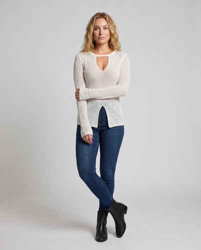 Damen lässiges Strickoberteil mit tiefem V-Ausschnitt und raffinierten Cut-Outs