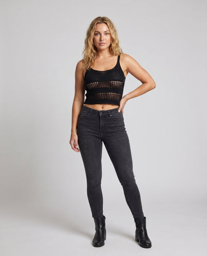 Damen lässiges Strickoberteil mit transparenten Mustern