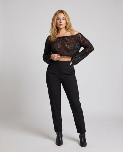 Damen luftiges gestricktes Crop-Oberteil