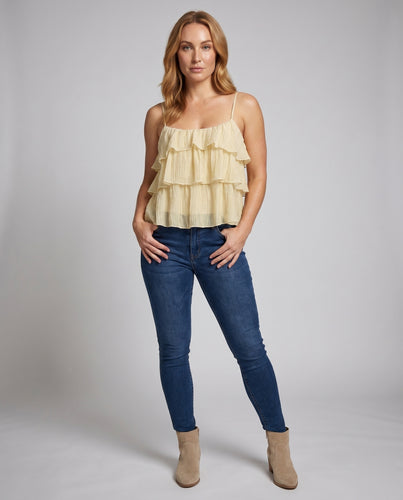 Damen Luftiges Rüschenshirt mit Spaghettiträgern