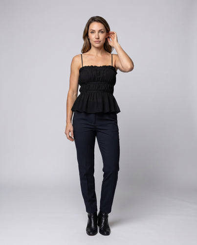 Damen luftiges Top mit Rüschendetails und gerafftem Design