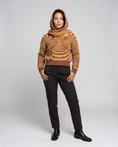 Damen modischer Hoodie-Pullover mit einzigartigem Wellenmuster