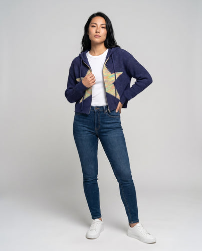 Damen modischer Strick-Pullover mit Sternapplikation und lässigem Schnitt