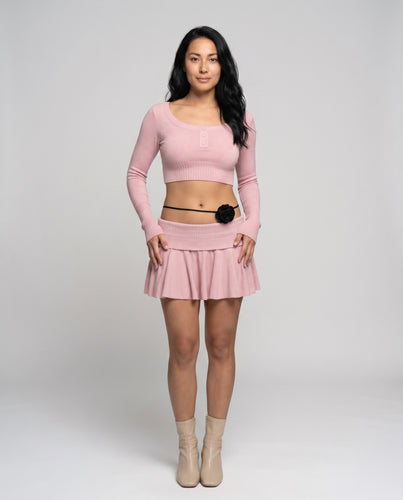 Damen modisches Crop-Top und frecher Minirock Set