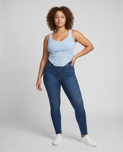 Damen modisches Cropped Stricktop mit Luftdurchlässigem Design