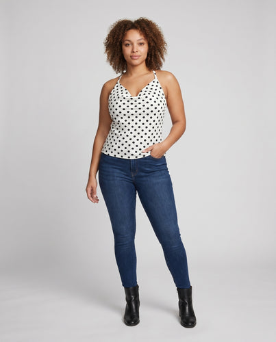 Damen modisches Crossover-Top mit raffiniertem Polka-Dots-Muster